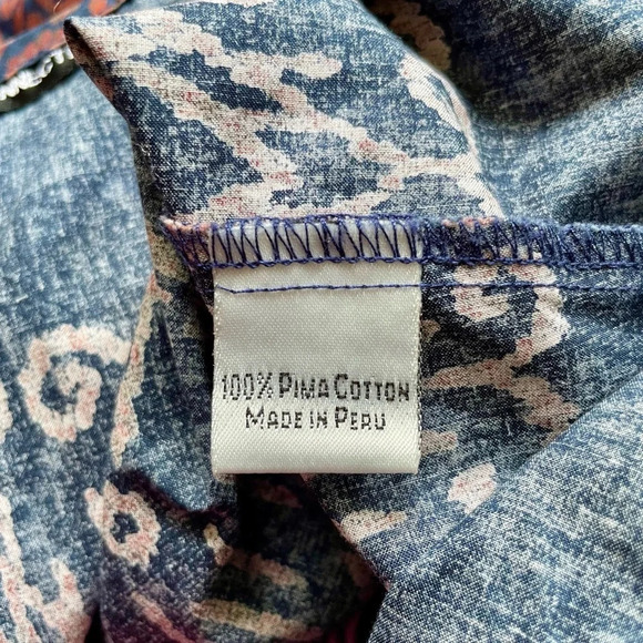 PERUVIAN CONNECTION 100% Pima Cotton Navy and Copper Batik Maxi Sundress… - Picture 9 of 10